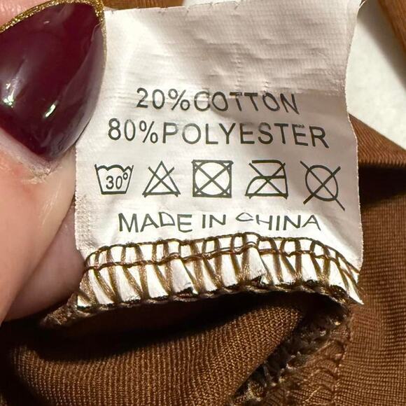 Brown Cropped Long Sleeve Top -M - Picture 4 of 4